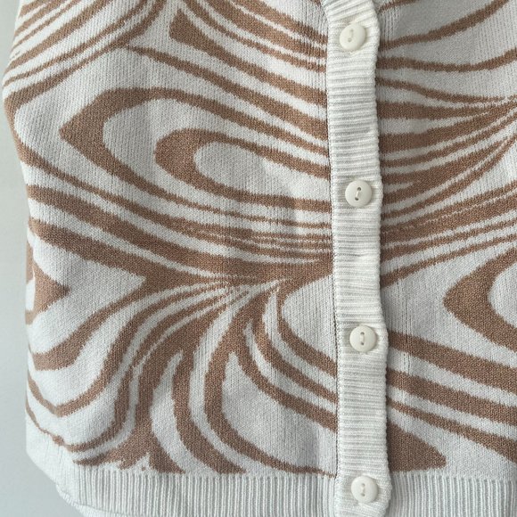 NWT Garage sweater halter top with collar. Swirly brown pattern. Large. - Picture 2 of 6